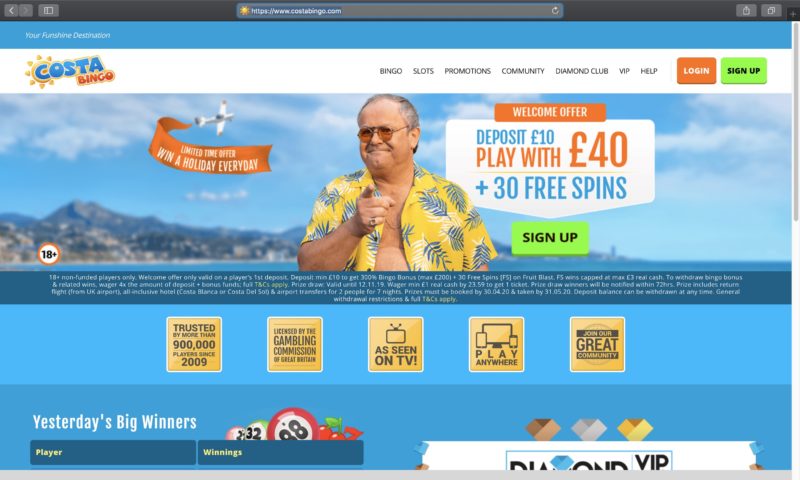 Costa bingo online games