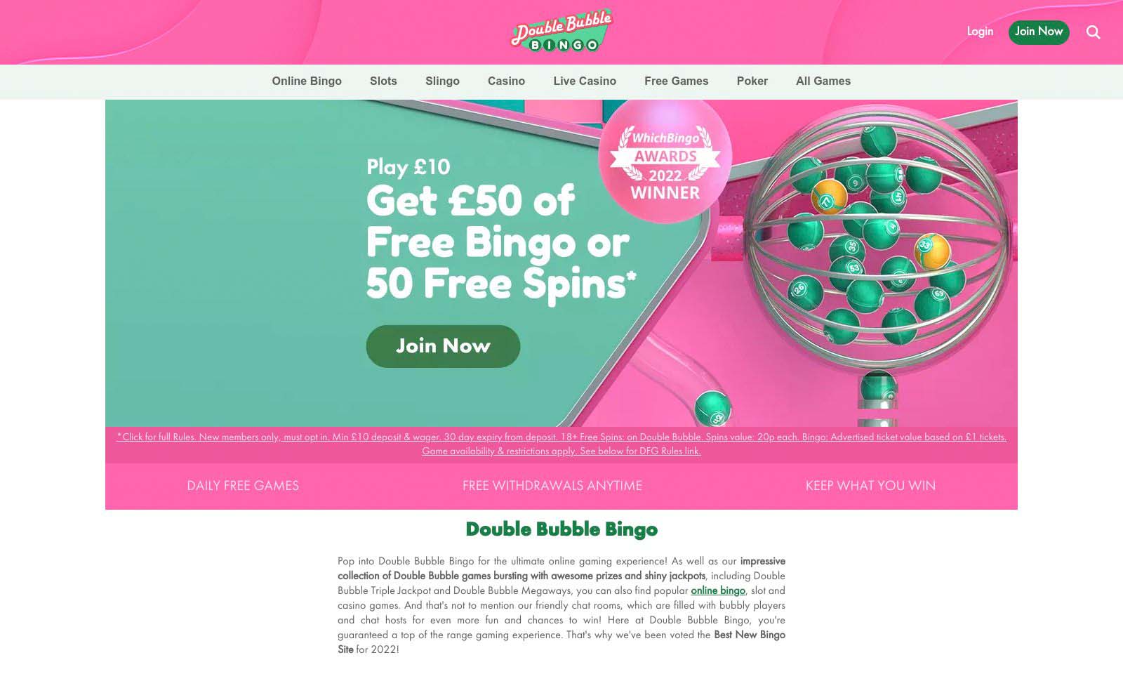 bingo sites with double bubble slots