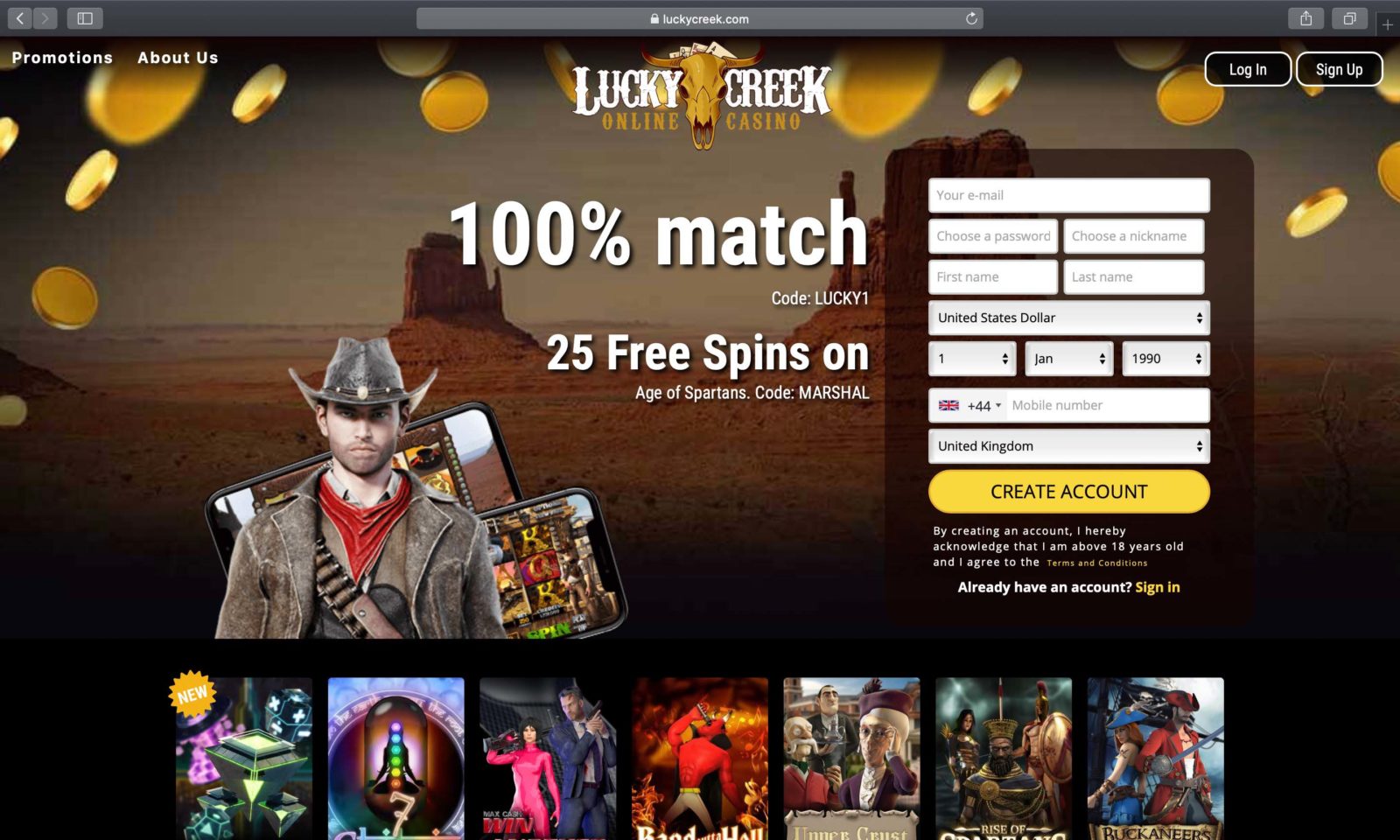lucky creek casino registration