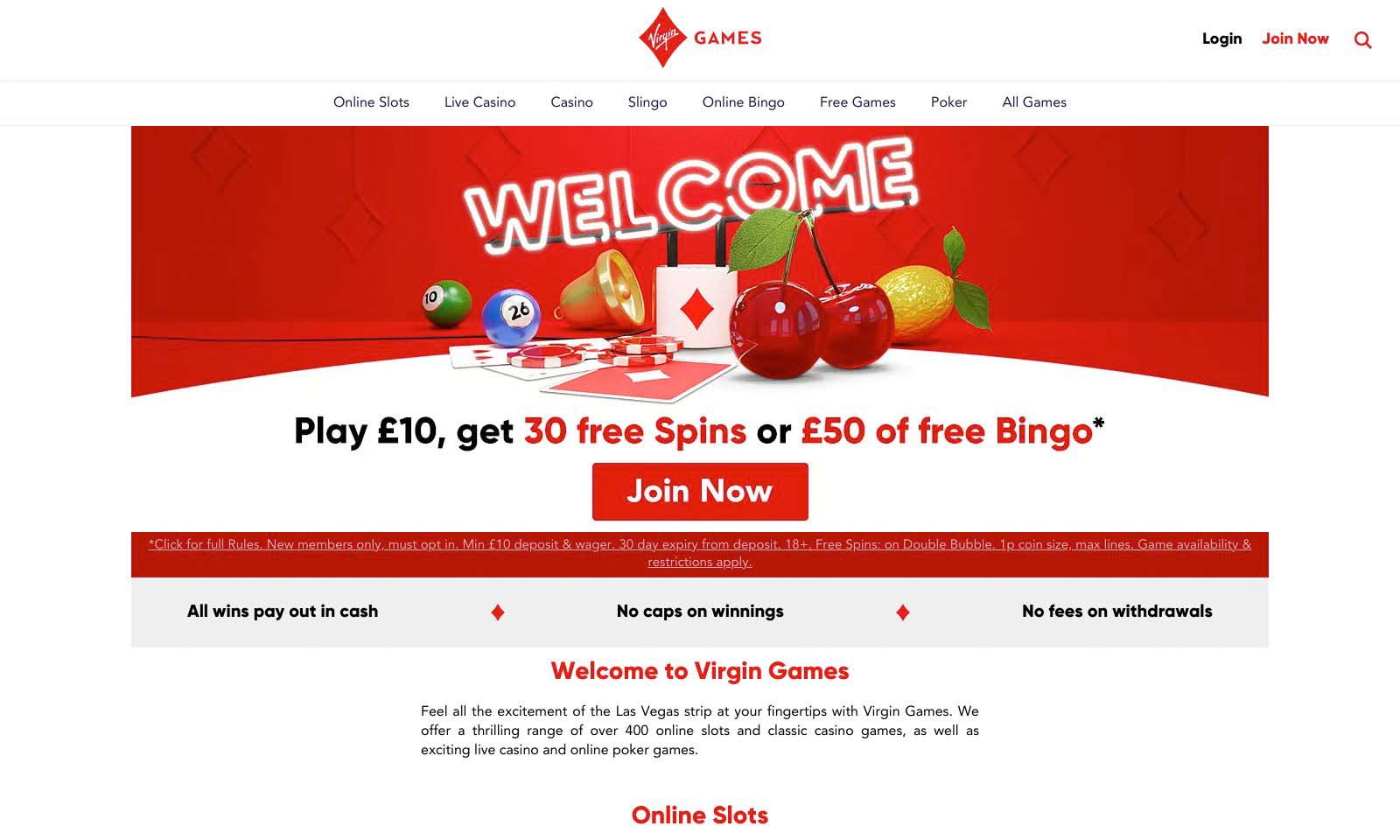 virgin slots free spins